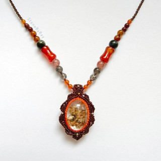 Lodolite Quartz Braided Rope Necklace