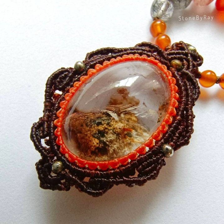 Lodolite Quartz Braided Rope Necklace