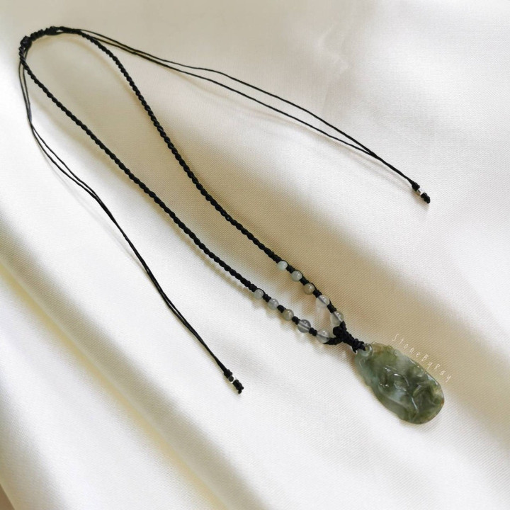 Jade Pig Necklace | Braided Rope and Symbolism