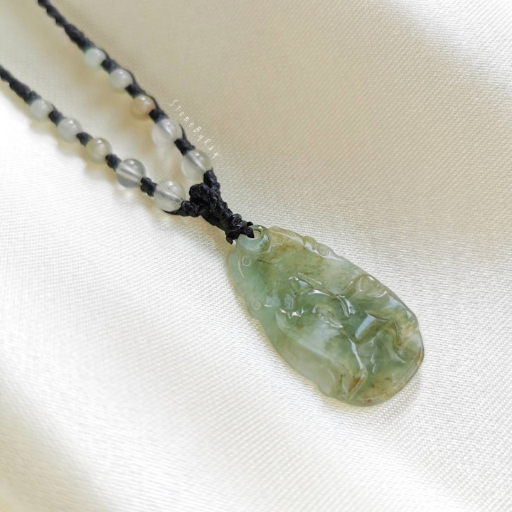 Jade Pig Necklace | Braided Rope and Symbolism