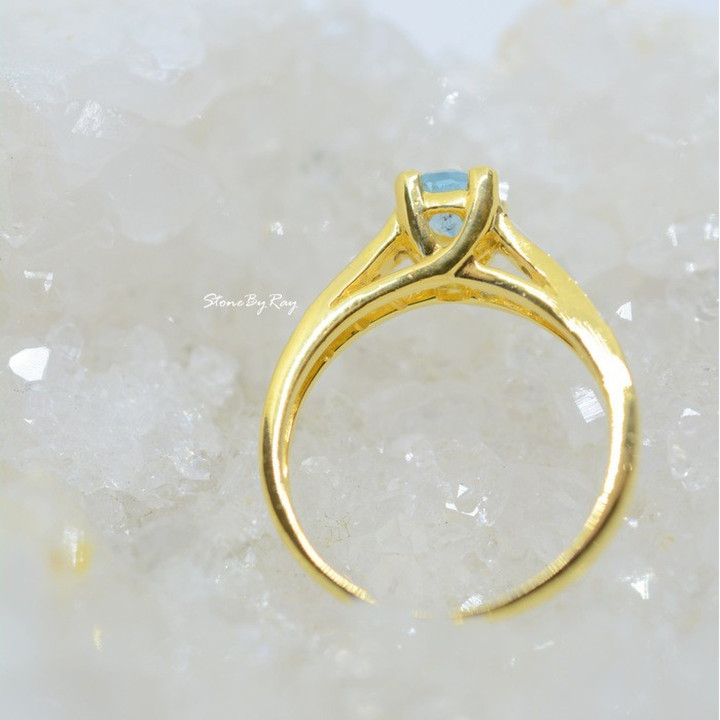 Elegant Blue Topaz Silver Ring - Sterling 925 Jewelry