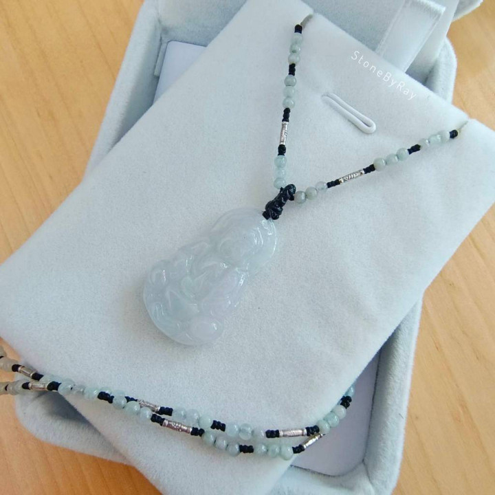 Jade Guanyin Necklace | Braided Cord and Beaded Design