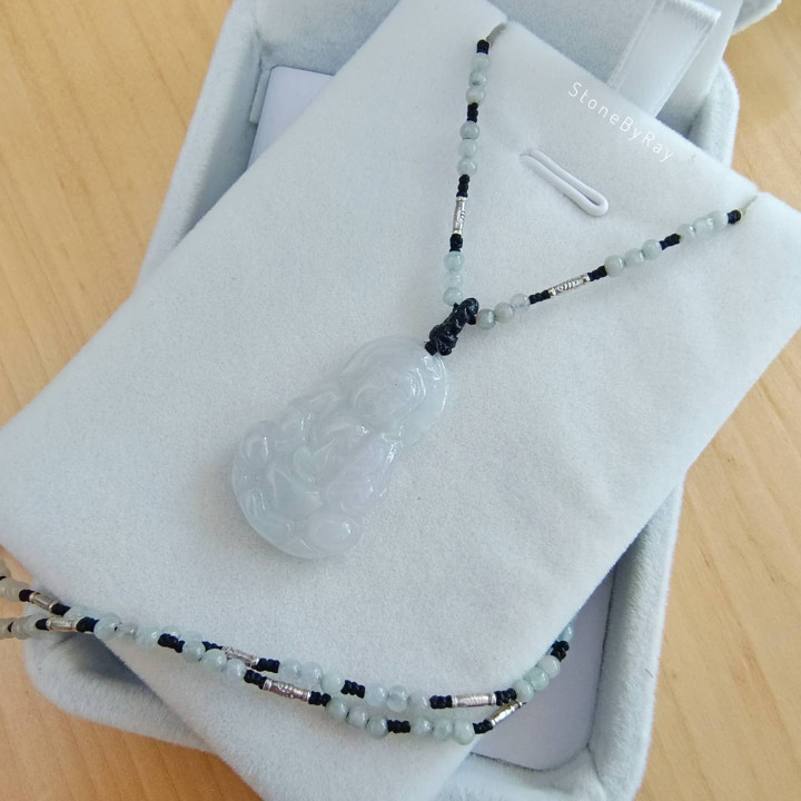Jade Guanyin Necklace | Braided Cord and Beaded Design