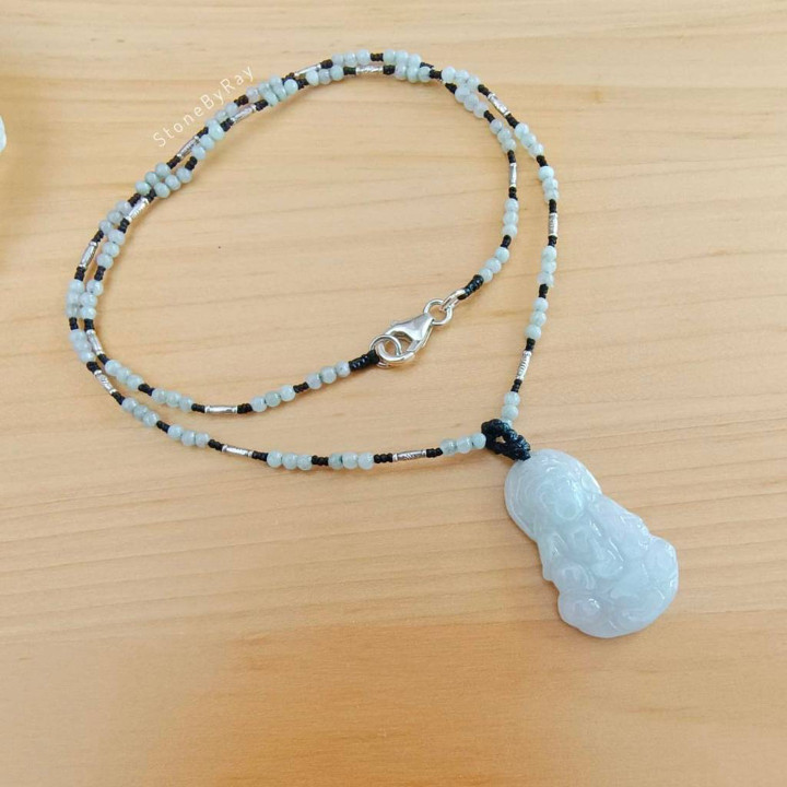 Jade Guanyin Necklace | Braided Cord and Beaded Design
