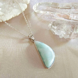 Larimar Stone Pendant Necklace - Silver Jewelry