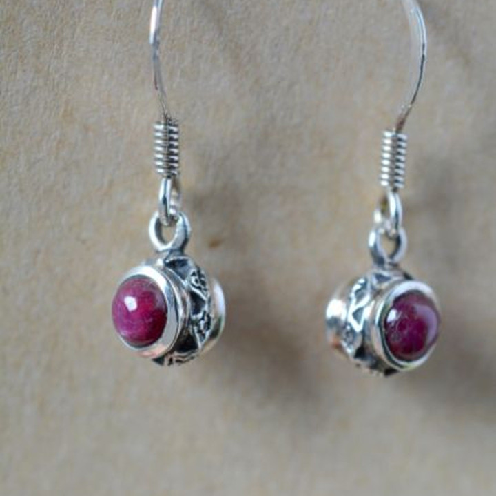 Ruby Sterling Silver Earrings - Elegant and Timeless Design