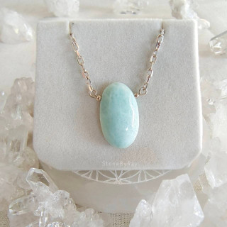 Larimar Pendant Necklace in Silver - Unique and Elegant