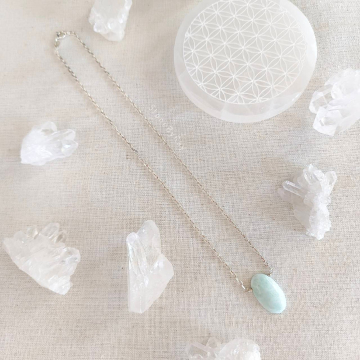 Collier pendentif en larimar et argent - Unique et élégant
