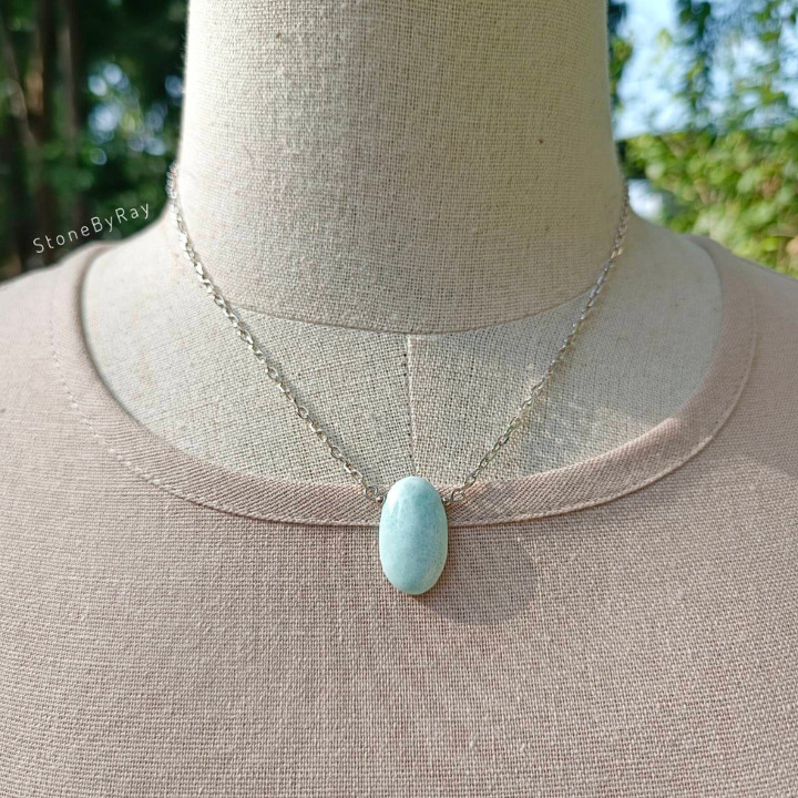 Collier pendentif en larimar et argent - Unique et élégant