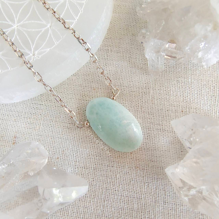 Collier pendentif en larimar et argent - Unique et élégant