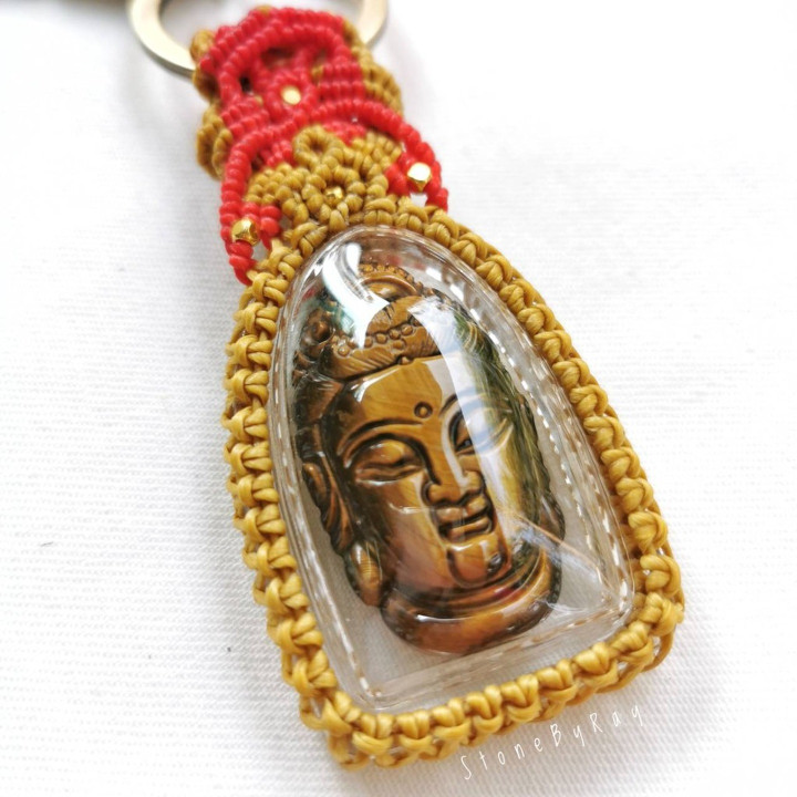 Tiger Eye Guanyin Keychain - Spiritual Protection and Luck