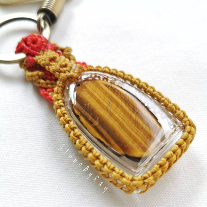 Tiger Eye Guanyin Keychain - Spiritual Protection and Luck