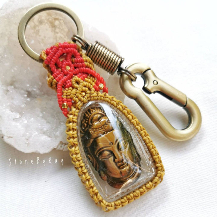 Tiger Eye Guanyin Keychain - Spiritual Protection and Luck