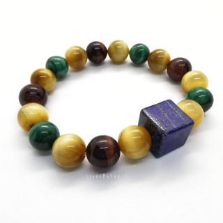 Malachite, Tiger's Eye and Lapis Lazuli Stone Bracelet
