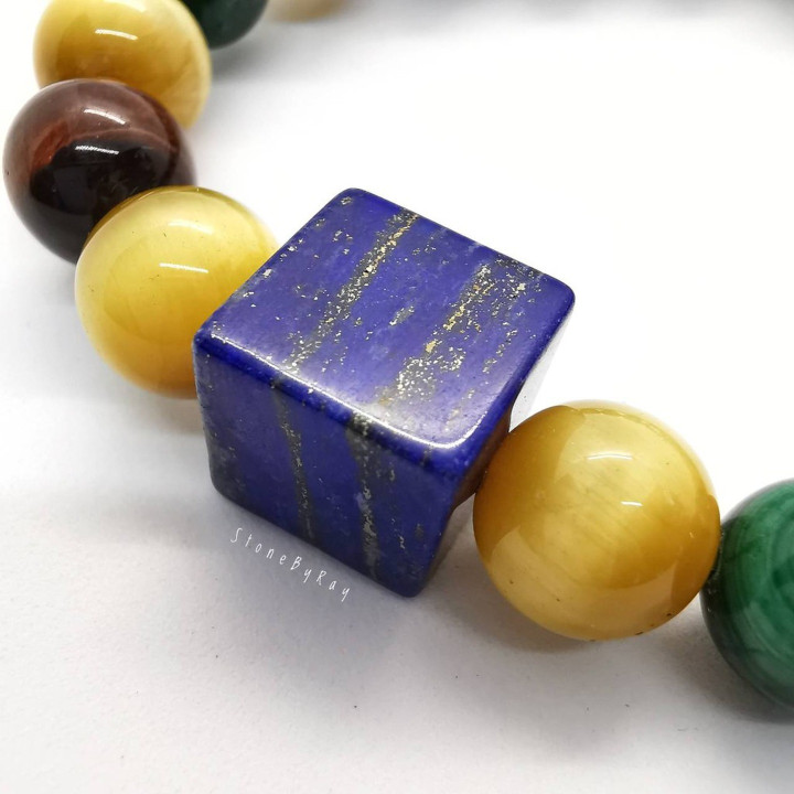 Malachite, Tiger's Eye and Lapis Lazuli Stone Bracelet