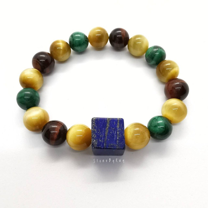 Malachite, Tiger's Eye and Lapis Lazuli Stone Bracelet
