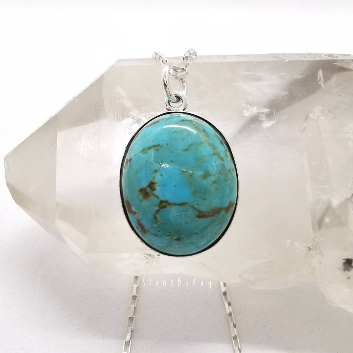 Turquoise Silver Necklace - Boho Statement Jewelry