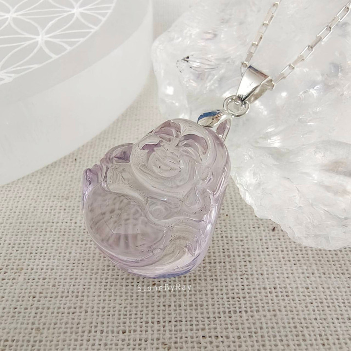Amethyst Phra Sangkatchai Silver Necklace - Spiritual Jewelry