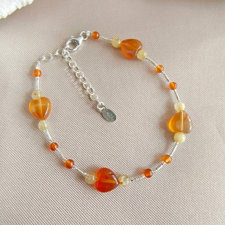 Citrine and Carnelian Silver Necklace Set | Matching Jewelry Gifts