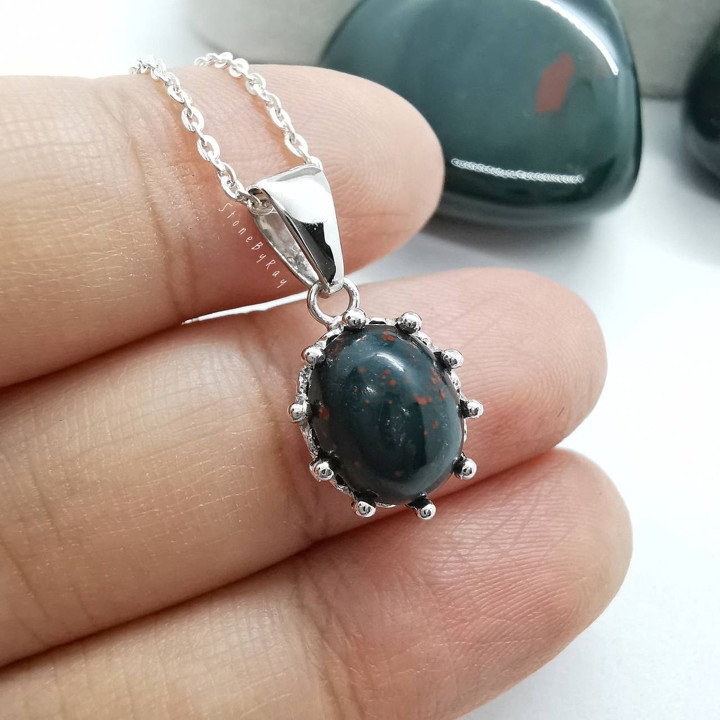 Bloodstone Silver Necklace | Unique and Stylish Jewelry