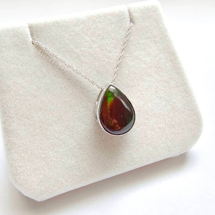 Black Opal Silver Necklace - Elegant and Unique Jewelry