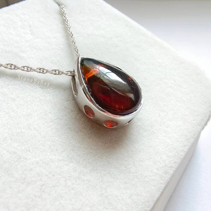 Black Opal Silver Necklace - Elegant and Unique Jewelry