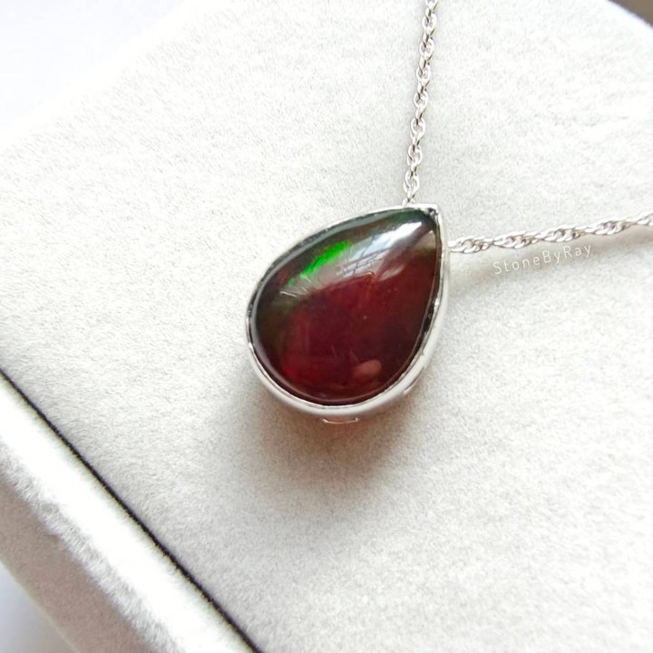 Black Opal Silver Necklace - Elegant and Unique Jewelry