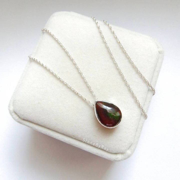 Black Opal Silver Necklace - Elegant and Unique Jewelry