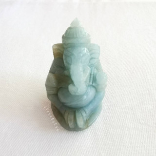 Aquamarine Ganesha Statue: Carved Hindu Deity Figure