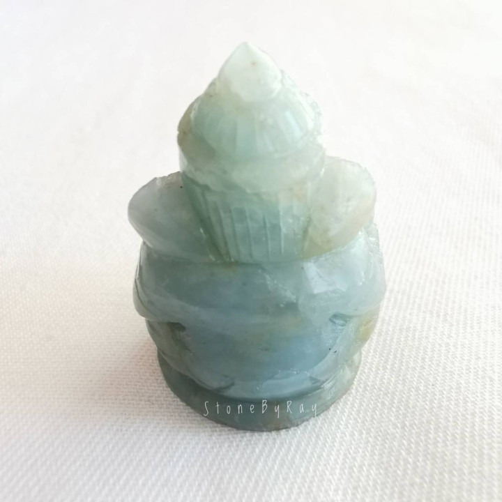 Aquamarine Ganesha Statue: Carved Hindu Deity Figure