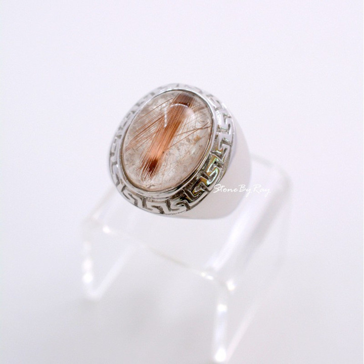 Red Rutilated Quartz Sterling Silver Ring