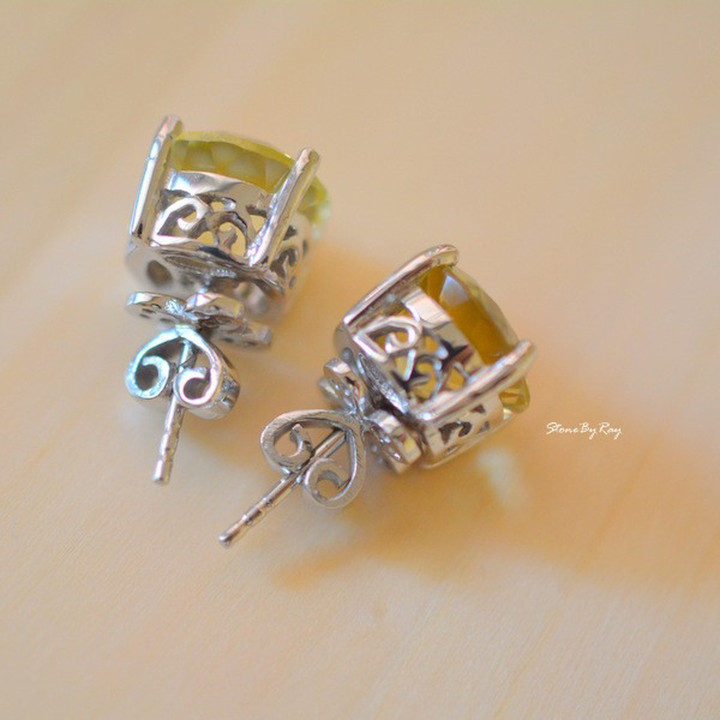 Green Amethyst Silver Earrings - Elegant and Timeless
