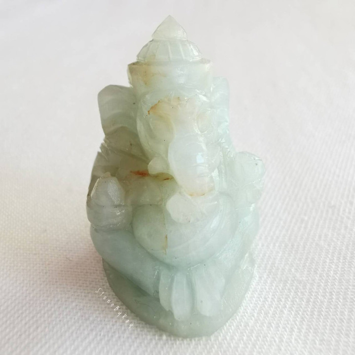 Carved Aquamarine Ganesha Statue - Spiritual Blessing and Decor