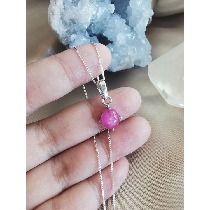 Collier pendentif rubis en argent sterling