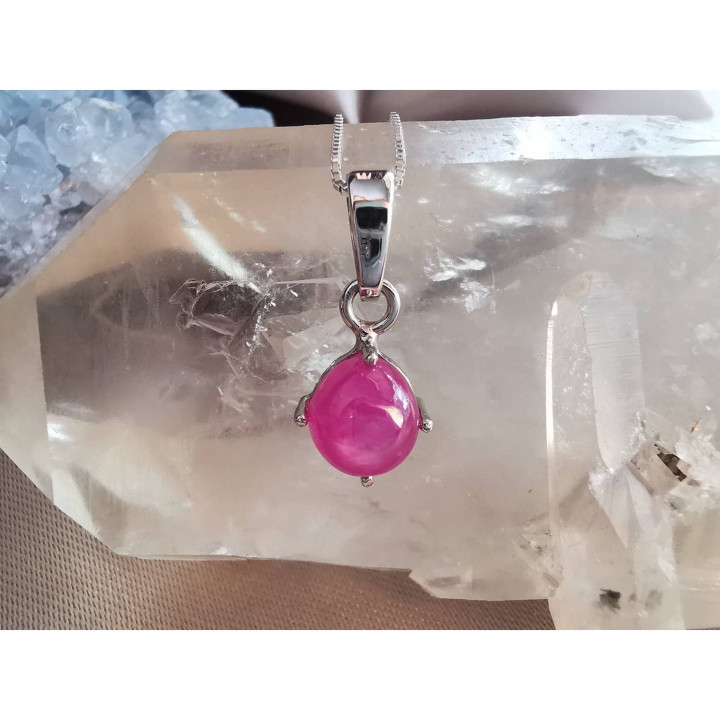Collier pendentif rubis en argent sterling