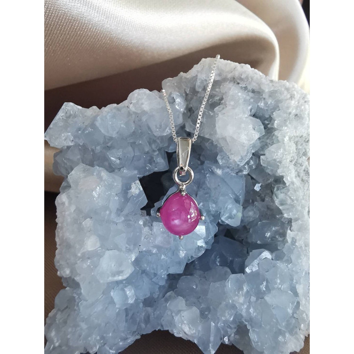 Collier pendentif rubis en argent sterling