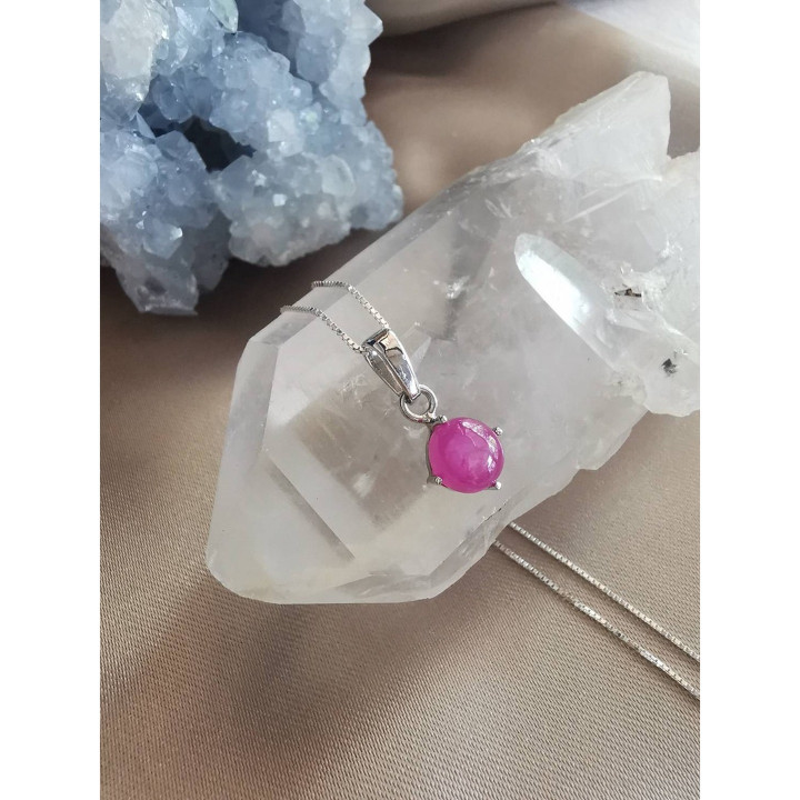 Collier pendentif rubis en argent sterling