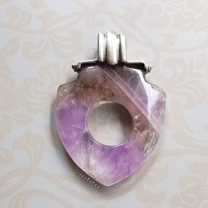 Amethyst Chevron Pendant | Silver Jewelry | Unique Design