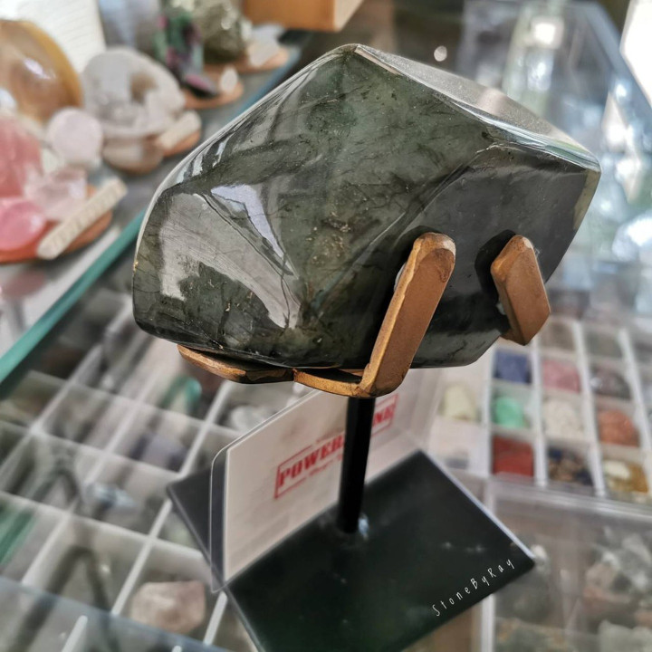 Labradorite Stone Sphere | Polished Gemstone Display Stand