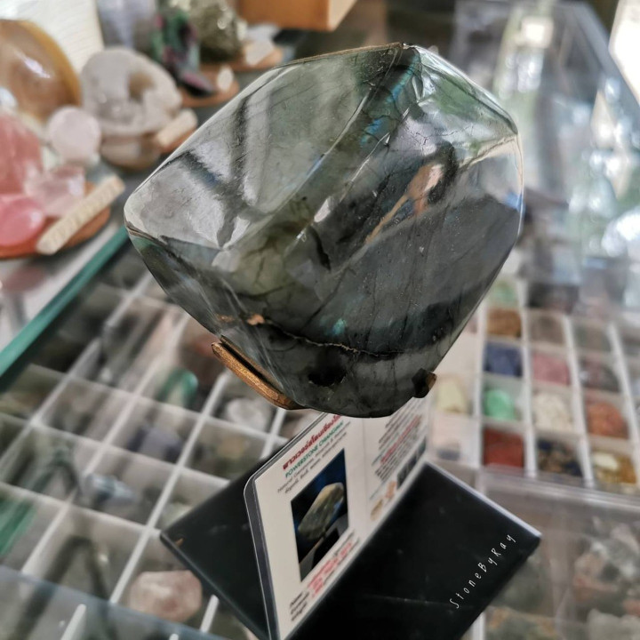 Labradorite Stone Sphere | Polished Gemstone Display Stand