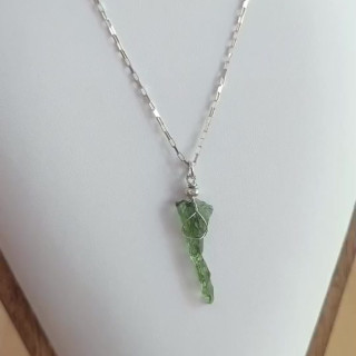 Moldavite Meteorite Pendant Necklace - Sterling Silver