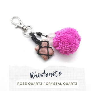 Rose Quartz and Rhodonite Keychain: Love and Healing Charm