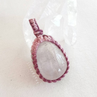 Quartz Crystal and Braided Rope Pendant Necklace