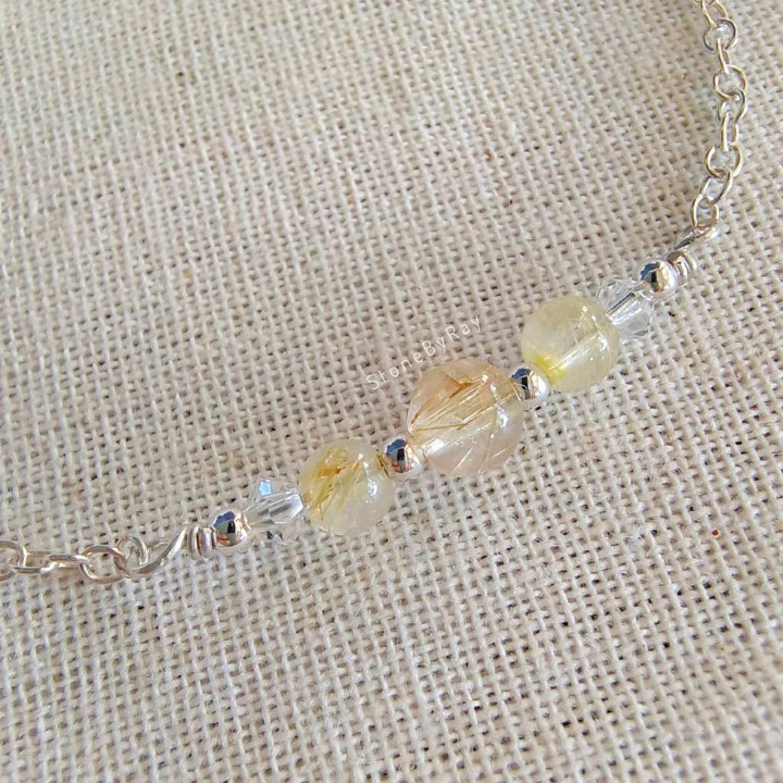 Rutilated Quartz Bracelet | Silver Chain Design