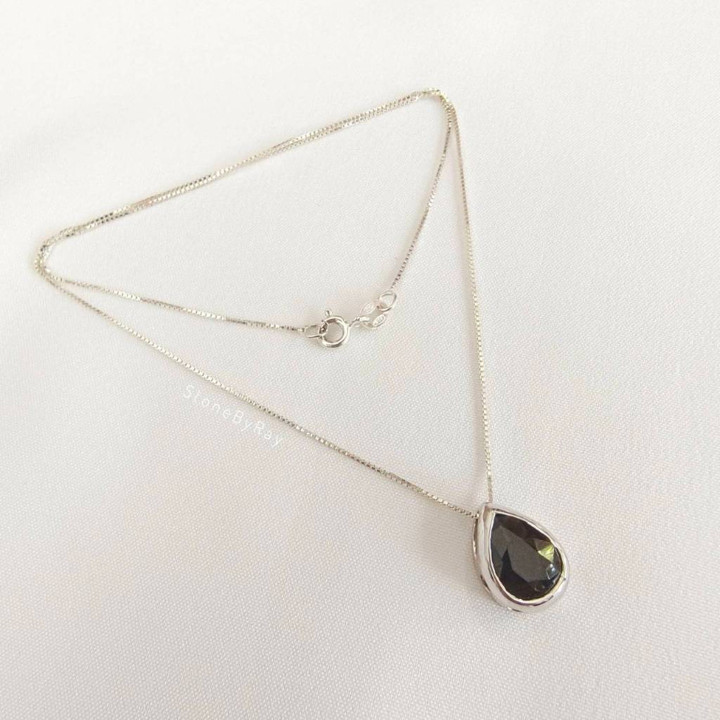 Tektite Meteorite Pendant Necklace | Silver