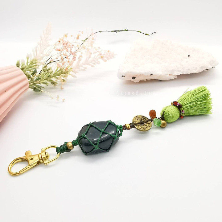 Bloodstone Braided Rope Keychain - Unique and Stylish Gift