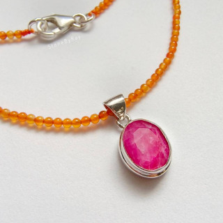Carnelian and Ruby Braided Rope Necklace