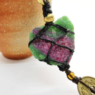Natural Ruby Zoisite Heart Keychain - Gemstone Jewelry