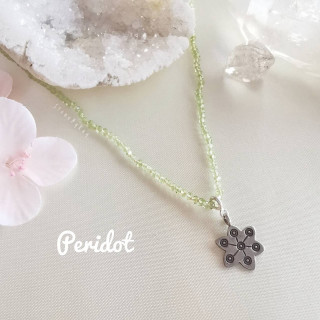 Peridot Stone Necklace - Braided Rope Design