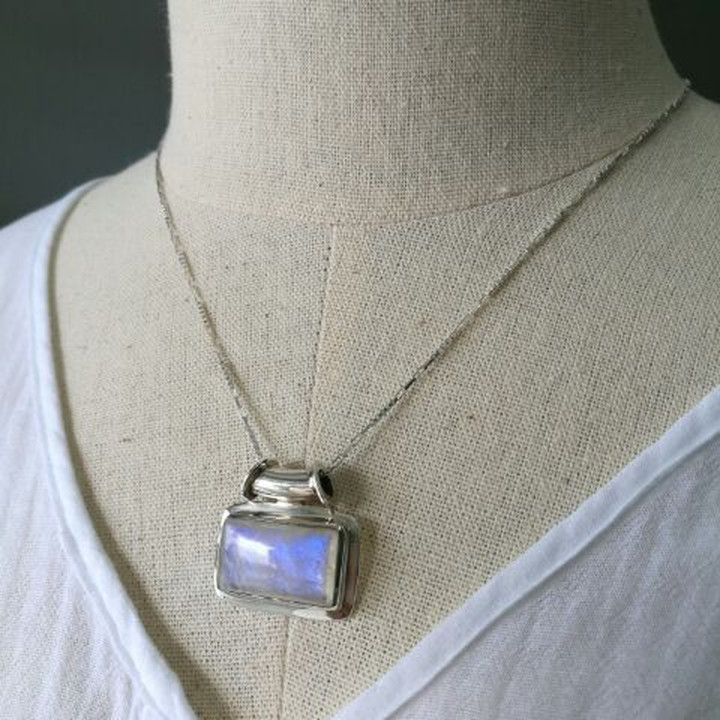 Moonstone Pendant | Silver Jewelry | Celestial Charm